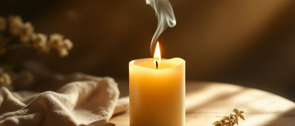 A hand resting calmly on cream linen sheets in soft warm lamplight